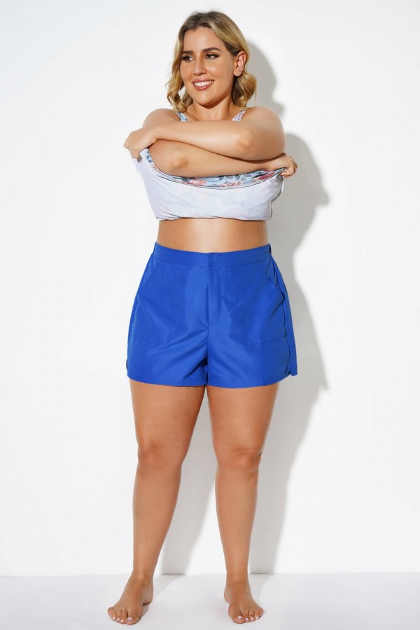 Blue Swim Shorts for Women with Pockets